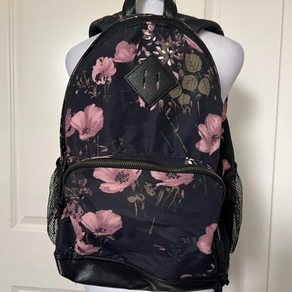 Mossimo Supply Co Pink Black Nylon 15"X12"X5" Backpack Bag - Picture 1 of 12